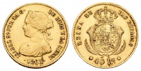 Isabel II (1833-1868). 40 reales. 1863. Madrid. (Cal-105). Au. 3,40 g. Rayita junto a la fecha. MBC+. Est...120,00.