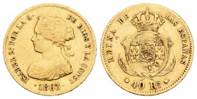 Isabel II (1833-1868). 40 reales. 1863. Madrid. (Cal-105). Au. 3,34 g. MBC-. Est...110,00.