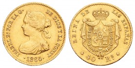 Isabel II (1833-1868). 40 reales. 1864. Madrid. (Cal-106). Au. 3,36 g. EBC-. Est...120,00.