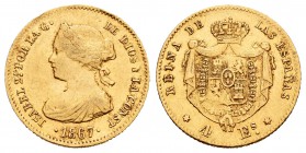 Isabel II (1833-1868). 4 escudos. 1867. Madrid. (Cal-111). Au. 3,35 g. MBC+. Est...120,00.