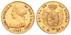 Isabel II (1833-1868). 4 escudos. 1867. Madrid. (Cal-111). Au. 3,36 g. MBC. Est...120,00.