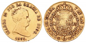 Isabel II (1833-1868). 80 reales. 1835. Madrid. CR. (Cal-68). Au. 6,76 g. BC+/MBC-. Est...200,00.