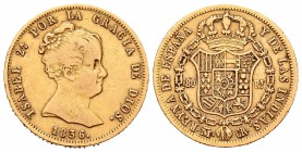 Isabel II (1833-1868). 80 reales. 1836. Madrid. CR. (Cal-69). Au. 6,73 g. MBC. Est...210,00.