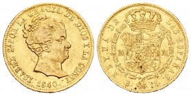 Isabel II (1833-1868). 80 reales. 1840. Barcelona. PS. (Cal-56). Au. 6,73 g. MBC+. Est...230,00.
