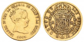 Isabel II (1833-1868). 80 reales. 1843. Madrid. CL. (Cal-76). Au. 6,75 g. MBC-. Est...210,00.