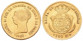 Isabel II (1833-1868). 100 reales. 1855. Sevilla. (Cal-33). Au. 8,43 g. EBC. Est...300,00.