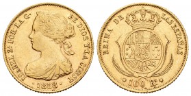 Isabel II (1833-1868). 100 reales. 1858. Barcelona. (Cal-11). Au. 8,40 g. MBC+/EBC-. Est...240,00.