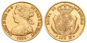 Isabel II (1833-1868). 100 reales. 1859. Barcelona. (Cal-12). Au. 8,35 g. MBC+. Est...220,00.
