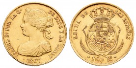 Isabel II (1833-1868). 100 reales. 1860. Madrid. (Cal-25). Au. 8,24 g. EBC-/EBC. Est...250,00.