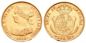 Isabel II (1833-1868). 100 reales. 1860. Madrid. (Cal-25). Au. 8,32 g.  Golpecitos en el canto. MBC/MBC+. Est...250,00.