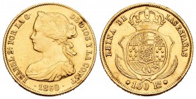 Isabel II (1833-1868). 100 reales. 1860. Sevilla. (Cal-38). Au. 8,38 g. MBC+. Est...220,00.