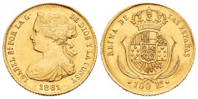 Isabel II (1833-1868). 100 reales. 1861. Madrid. (Cal-26). Au. 8,44 g. Golpecitos en el canto. EBC+. Est...280,00.