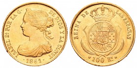 Isabel II (1833-1868). 100 reales. 1861. Madrid. (Cal-26). Au. 8,38 g. MBC+/EBC-. Est...275,00.