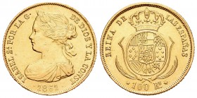 Isabel II (1833-1868). 100 reales. 1861. Sevilla. (Cal-39). Au. 8,36 g. Soldadura reperada en el canto. EBC+. Est...210,00.
