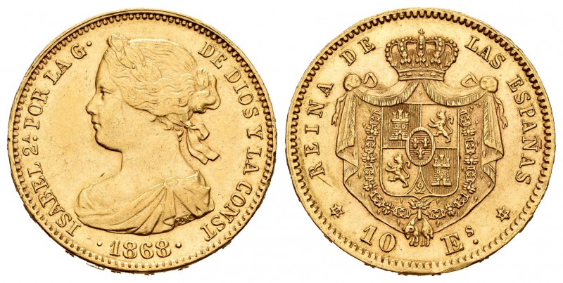 Isabel II (1833-1868). 10 escudos. 1868. Madrid. (Cal-47). Au. 8,38 g. EBC. Est....