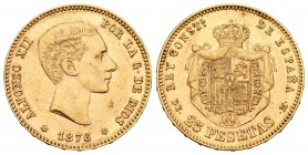 Alfonso XII (1874-1885). 25 pesetas. 1876*18-76. Madrid. DEM. (Cal-1). Au. 812,00 g. EBC-. Est...240,00.