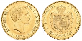 Alfonso XII (1874-1885). 25 pesetas. 1876*18-76. Madrid. DEM. (Cal-1). Au. 8,06 g. EBC-. Est...240,00.