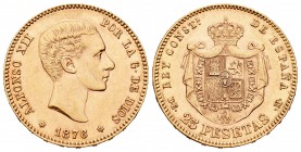 Alfonso XII (1874-1885). 25 pesetas. 1876*18-76. Madrid. DEM. (Cal-1). Au. 8,05 g. MBC+. Est...230,00.
