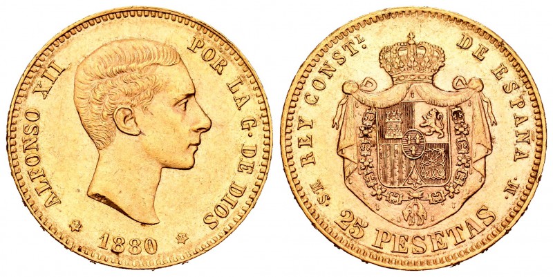 Alfonso XII (1874-1885). 25 pesetas. 1880*18-80. Madrid. MSM. (Cal-10). Au. 8,07...