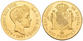 Estado Español (1936-1975). 100 pesetas . 1897*19-62. Madrid. Au. 31,98 g. Reproducción de joyería. SC. Est...650,00.