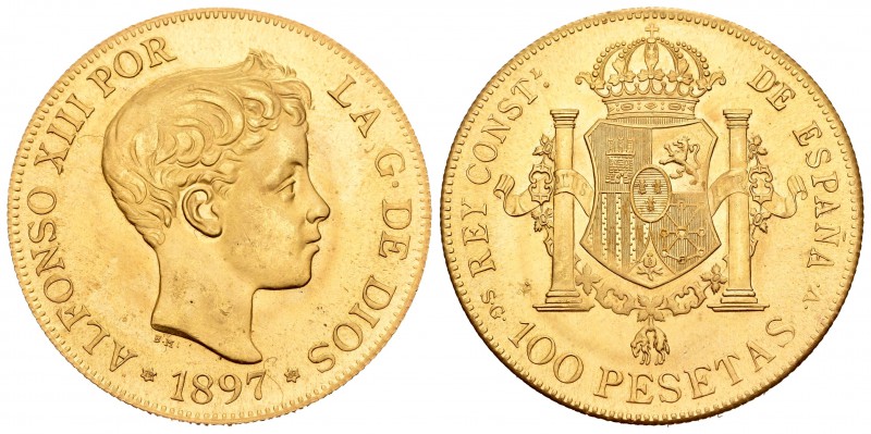 Estado Español (1936-1975). 100 pesetas. 1897*19-62. Madrid. Au. 31,32 g. Reprod...