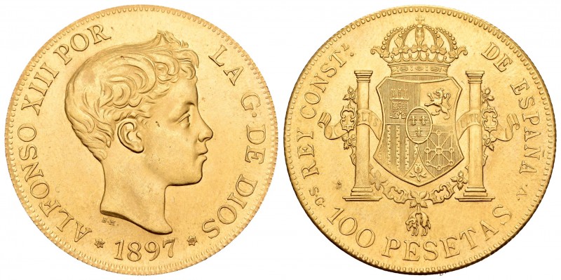 Estado Español (1936-1975). 100 pesetas. 1897*19-62. Madrid. Au. 32,25 g. Reprod...