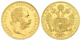 Austria. Franz Joseph I. 1 ducado. 1915. (Km-2267). (Fried-494). Au. 3,49 g. Reacuñación oficial. Brillo original. SC. Est...120,00.