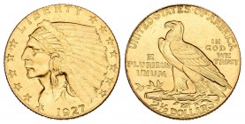 Estados Unidos. 2 1/2 dollars. 1927. Philadelphia. (Km-128). (Fr-120). Au. 4,19 g. EBC. Est...130,00.