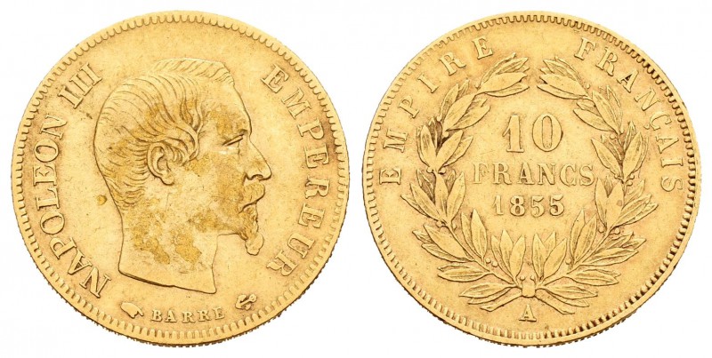 Francia. Napoleón III. 10 francos. 1855. París. A. (Km-784.3). (Fried-576a). Au....