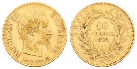 Francia. Napoleón III. 10 francos. 1855. París. A. (Km-784.3). (Fried-576a). Au. 3,24 g. MBC-. Est...100,00.