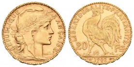 Francia. III República. 20 francos. 1902. (Km-847). (Fried-847). Au. 6,45 g. MBC+. Est...200,00.