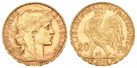 Francia. III República. 20 francos. 1904. (Km-847). (Fried-596). Au. 6,43 g. MBC+. Est...200,00.