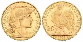 Francia. III República. 20 francos. 1906. (Km-857). (Fried-596). Au. 6,47 g. EBC. Est...200,00.