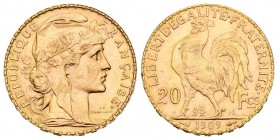 Francia. III República. 20 francos. 1909. (Km-857). (Fried-596a). Au. 6,45 g. EBC+. Est...210,00.