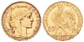 Francia. III República. 20 francos. 1909. (Km-857). (Fried-596a). Au. 6,46 g. EBC-. Est...190,00.