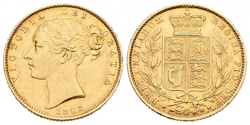 Gran Bretaña. Victoria. 1 soberano. 1862. (Km-736.1). (Fried-387e). Au. 7,99 g. ...