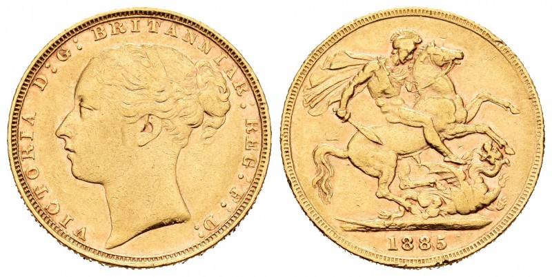Gran Bretaña. Victoria. 1 soberano. 1885. (Km-752). (Fried-253). Au. 7,92 g.  Go...