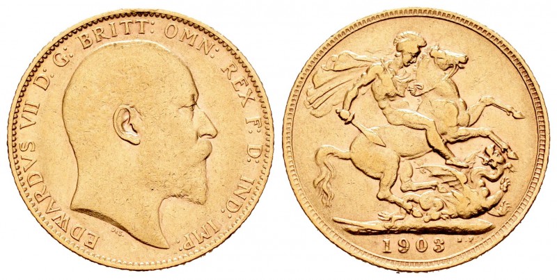 Gran Bretaña. Eduardo VII. 1 soberano. 1903. (Km-805). (Fried-400). Au. 7,96 g. ...