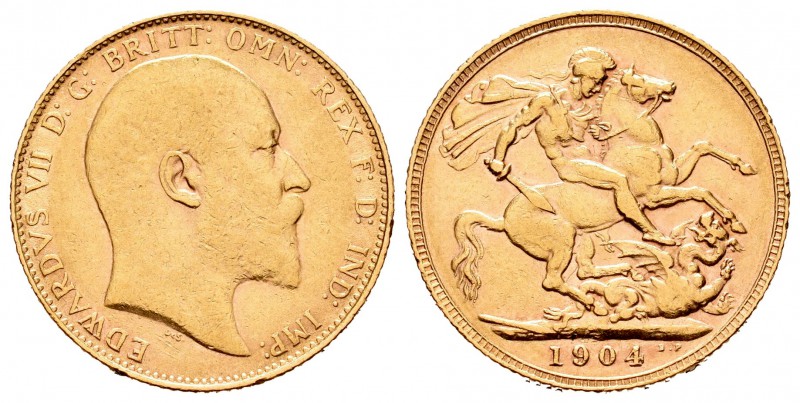 Gran Bretaña. Edward VII. 1 soberano. 1904. (Km-805). (Fried-400). Au. 7,94 g. M...