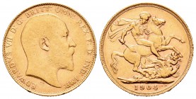 Gran Bretaña. Edward VII. 1 soberano. 1904. (Km-805). (Fried-400). Au. 7,94 g. MBC+. Est...220,00.
