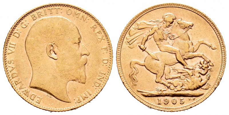 Gran Bretaña. Eduardo VII. 1 soberano. 1905. (Km-805). (Fried-400). Au. 7,97 g. ...