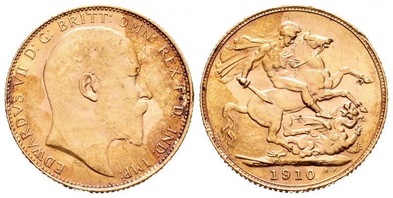 Gran Bretaña. Edward VII. 1 soberano. 1910. (Km-805). (Fried-400). Au. 8,00 g. E...