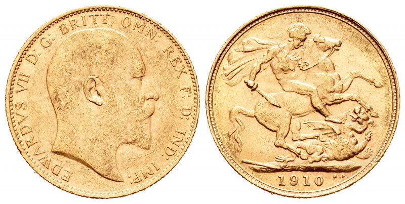 Gran Bretaña. Eduardo VII. 1 soberano. 1910. (Km-805). (Fried-400). Au. 8,00 g. ...