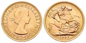 Gran Bretaña. Elizabeth II. 1 soberano. 1967. (Km-807). (Fried-417). Au. 7,99 g. SC-. Est...220,00.
