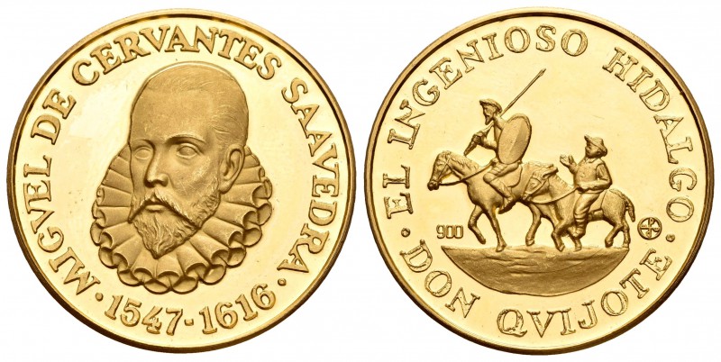 Medalla. Au. 17,27 g. Miguel de Cervantes Saavedra - El ingenioso hidalgo Don Qu...