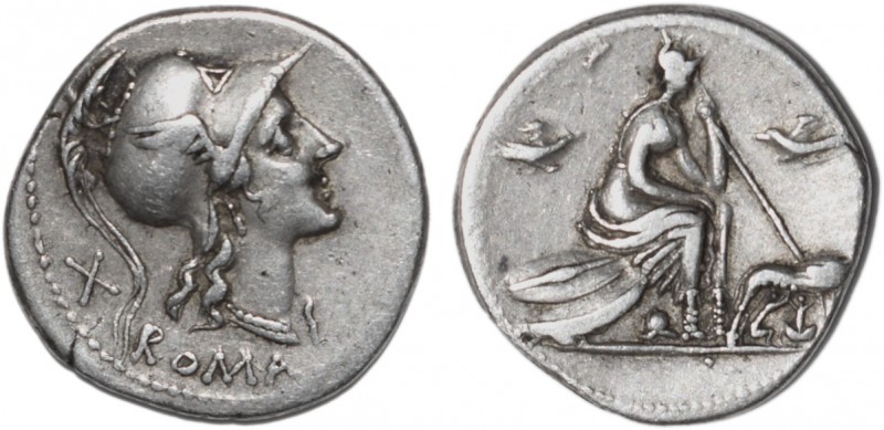 Roman - Republic - Anonymous
Denarius, 115-114 BC, X ROMA, RCV 164, RSC 176, 3....