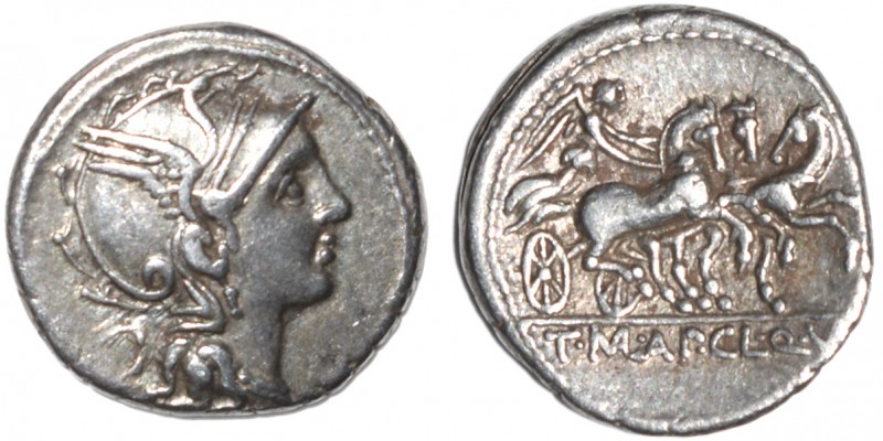 Roman - Republic - Ap. Claudius Pulcher, T. Mallius and Q. Urbinius
Denarius, 1...