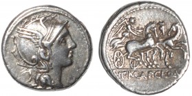 Roman - Republic - Ap. Claudius Pulcher, T. Mallius and Q. Urbinius
Denarius, 111-110 BC, T MAL AP CL Q VR, RCV 176, RSC Claudia 2, 3.84g, Very Fine