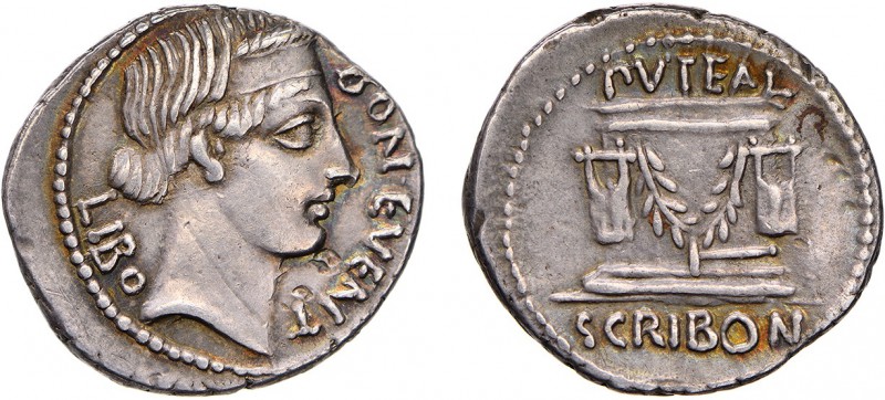 Roman - Republic - L. Scribonius Libo
Denarius, 62 BC, BOM EVENT LIBO/PVTEAL SC...