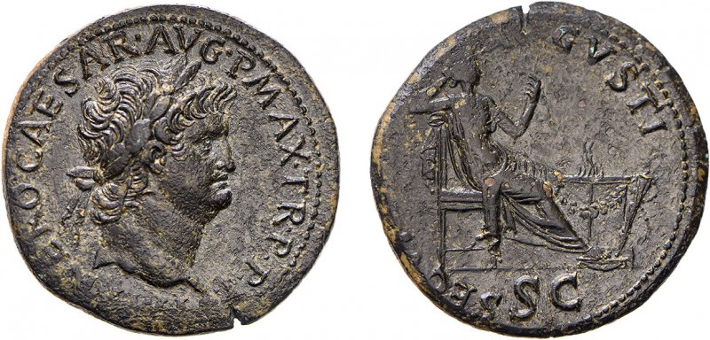 Roman - Nero (54-68)
Dupondius, SECVR(ITAS) AVGVSTI S-C, RIC 596 (Lugdunum, 67)...